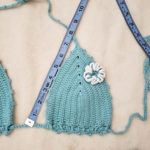 HANDMADE crochet Aqua green Bikini size S - Picture 5 of 8